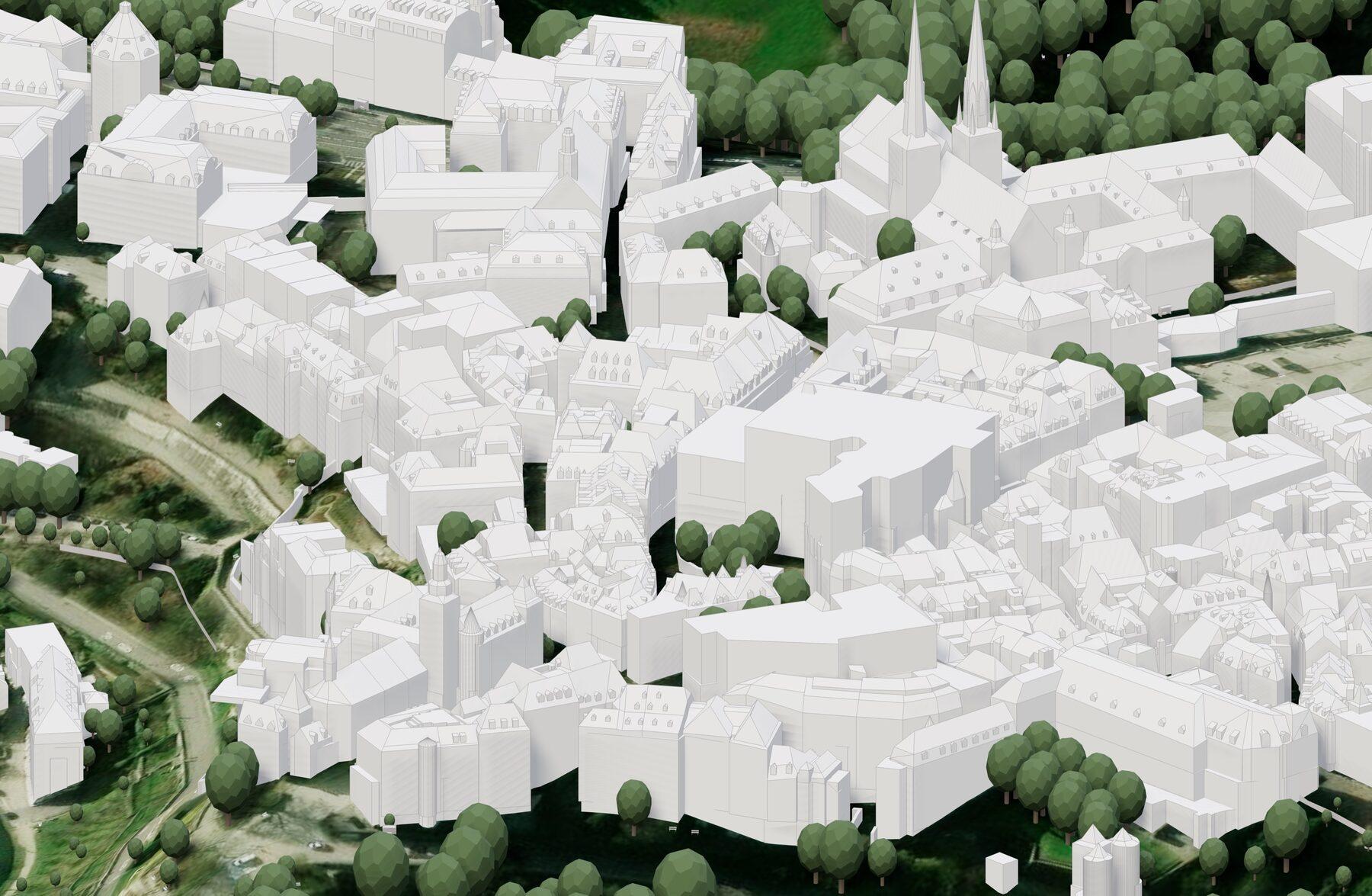 3D city model render of Luxembourg
