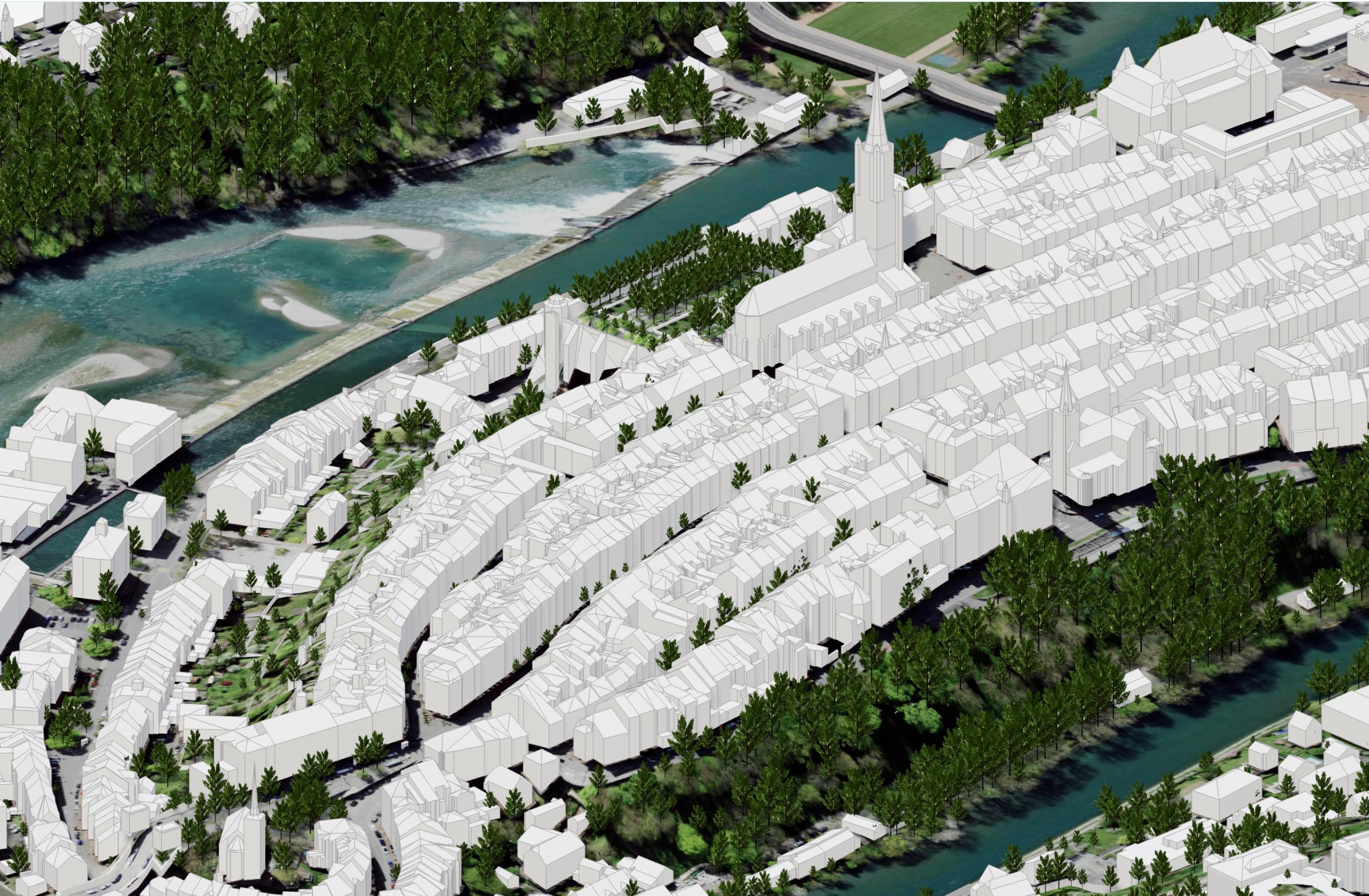 3D city model render of Switzerland
