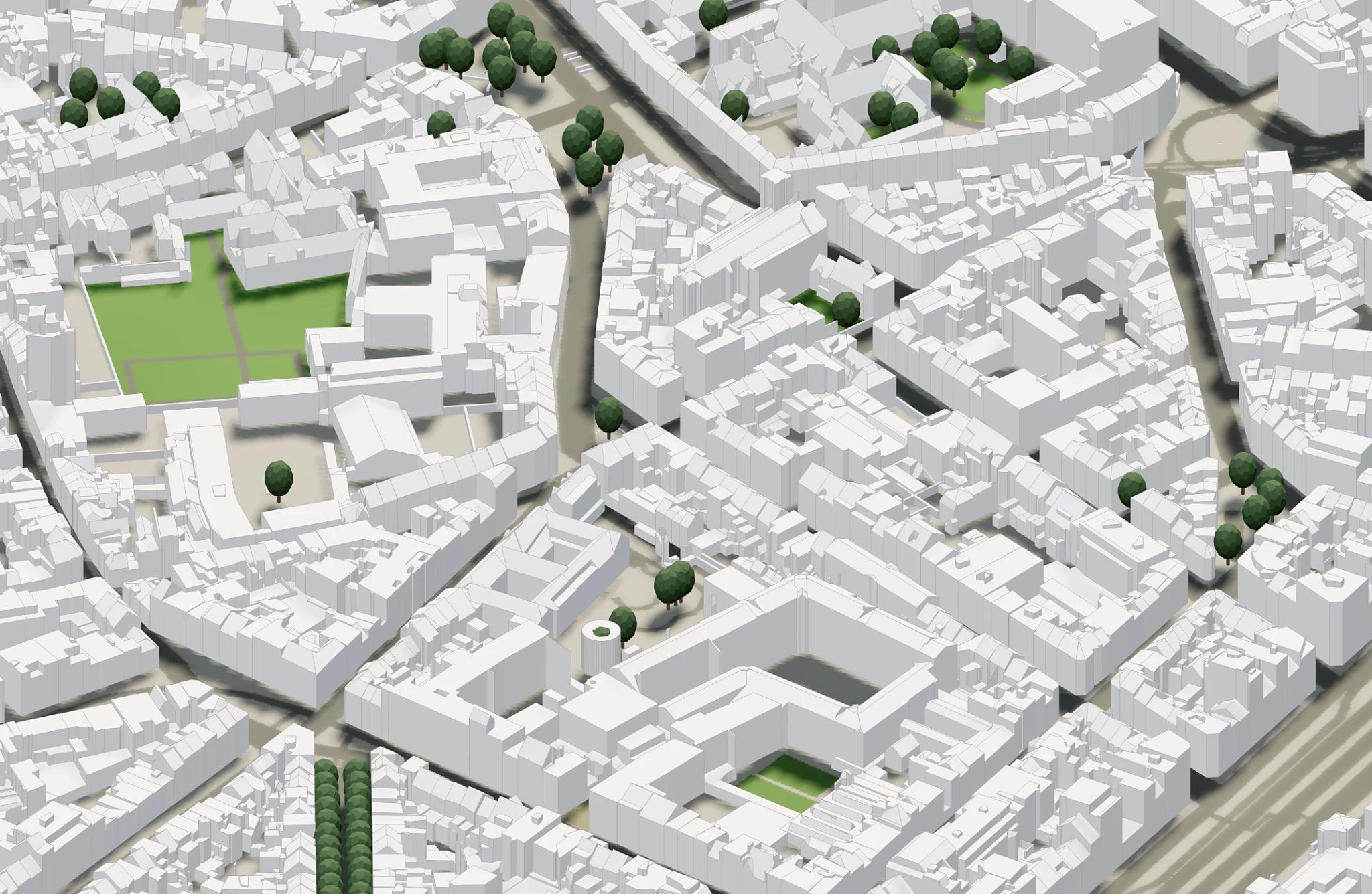 3D city model render of Belgium