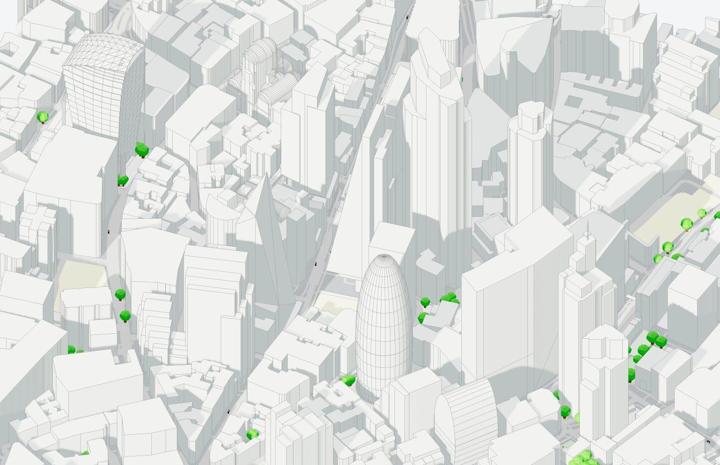 3D city model render of the United Kingdom